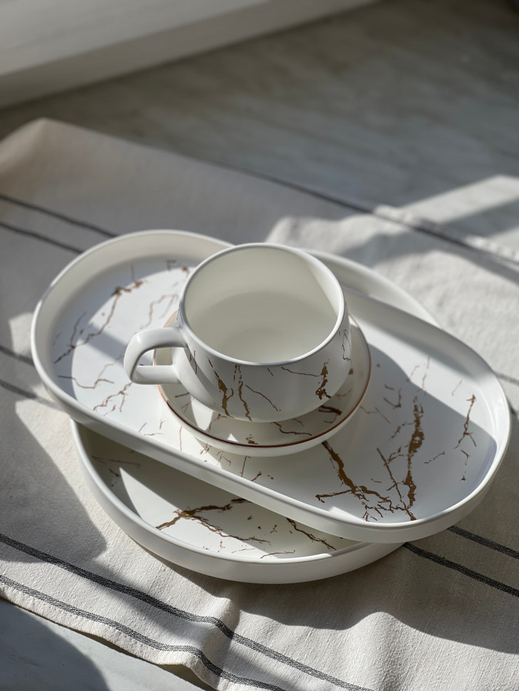 Чашка керамічна з блюдцем Marmor