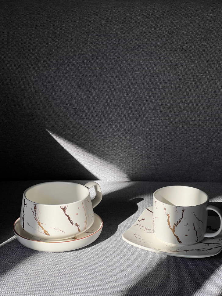 Чашка керамічна з блюдцем Marmor