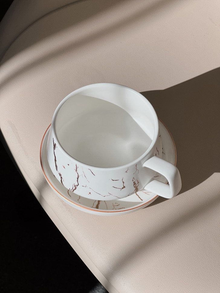 Чашка керамічна з блюдцем Marmor