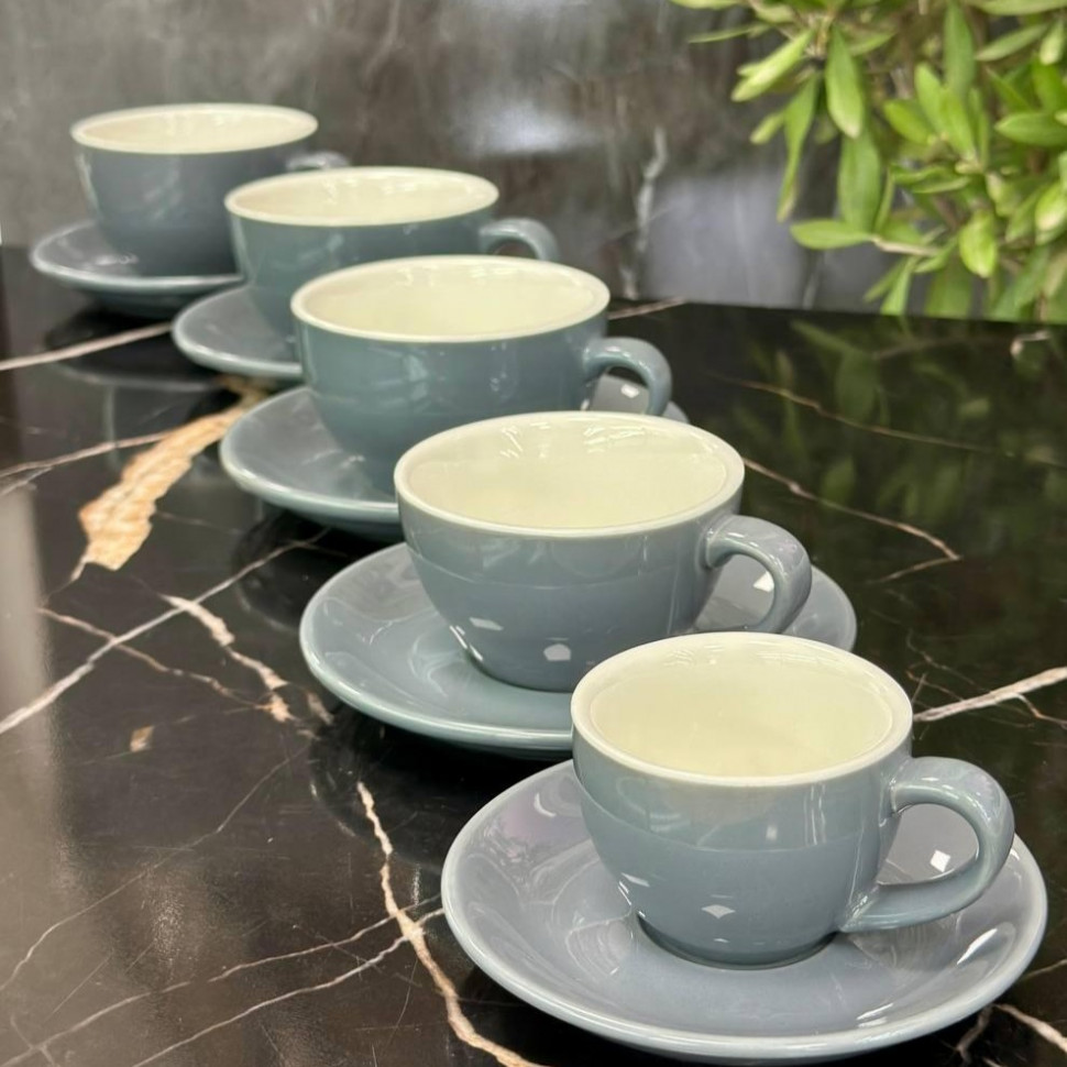 Набор чашек с блюдцами Grey Summer 6 шт