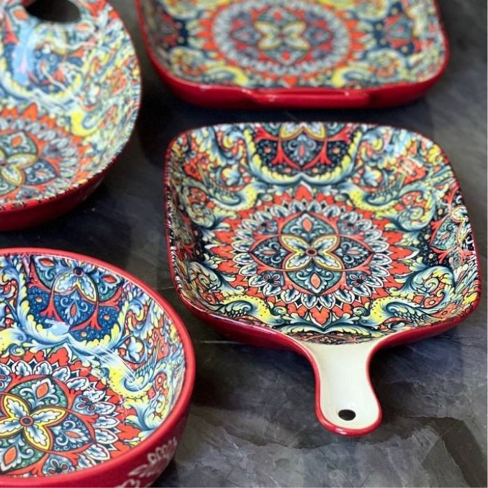 Салатник с ручкой Painted red