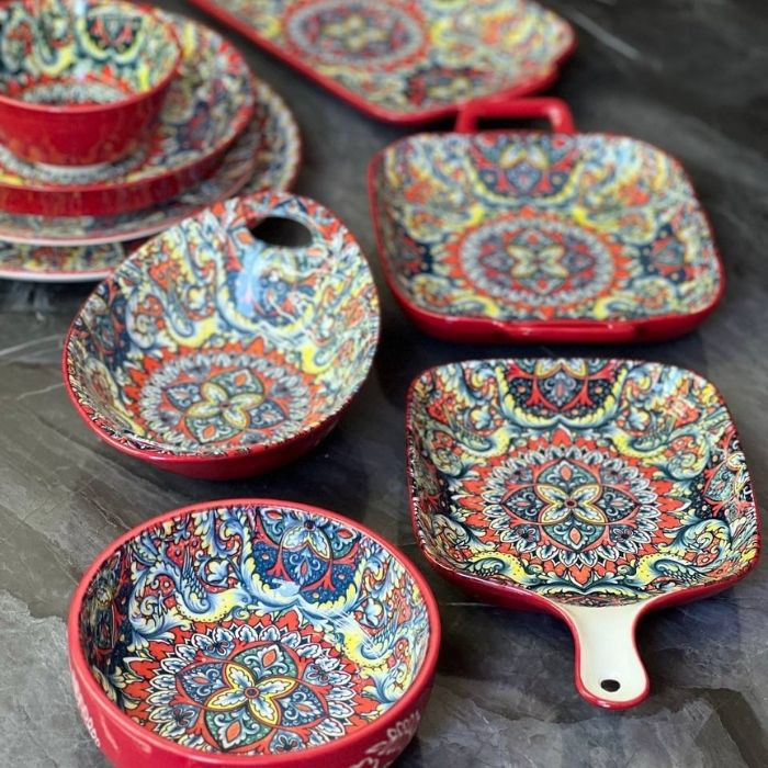 Салатник с ручкой Painted red