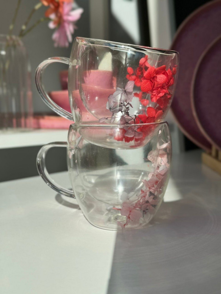 Скляний кухоль з подвійною стінкою Dried flower (350 мл)