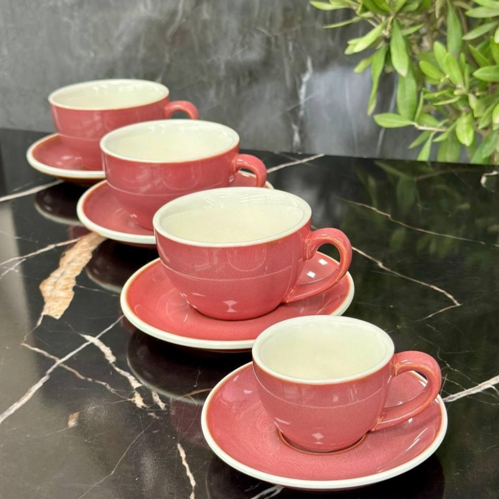 Набор чашек с блюдцами Pink Sun 6 шт