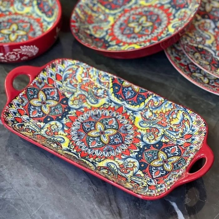 Блюдо с ручками Painted red