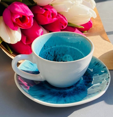 Набір 4 чашки + 4 блюдця Skandia кавовий 100 мл