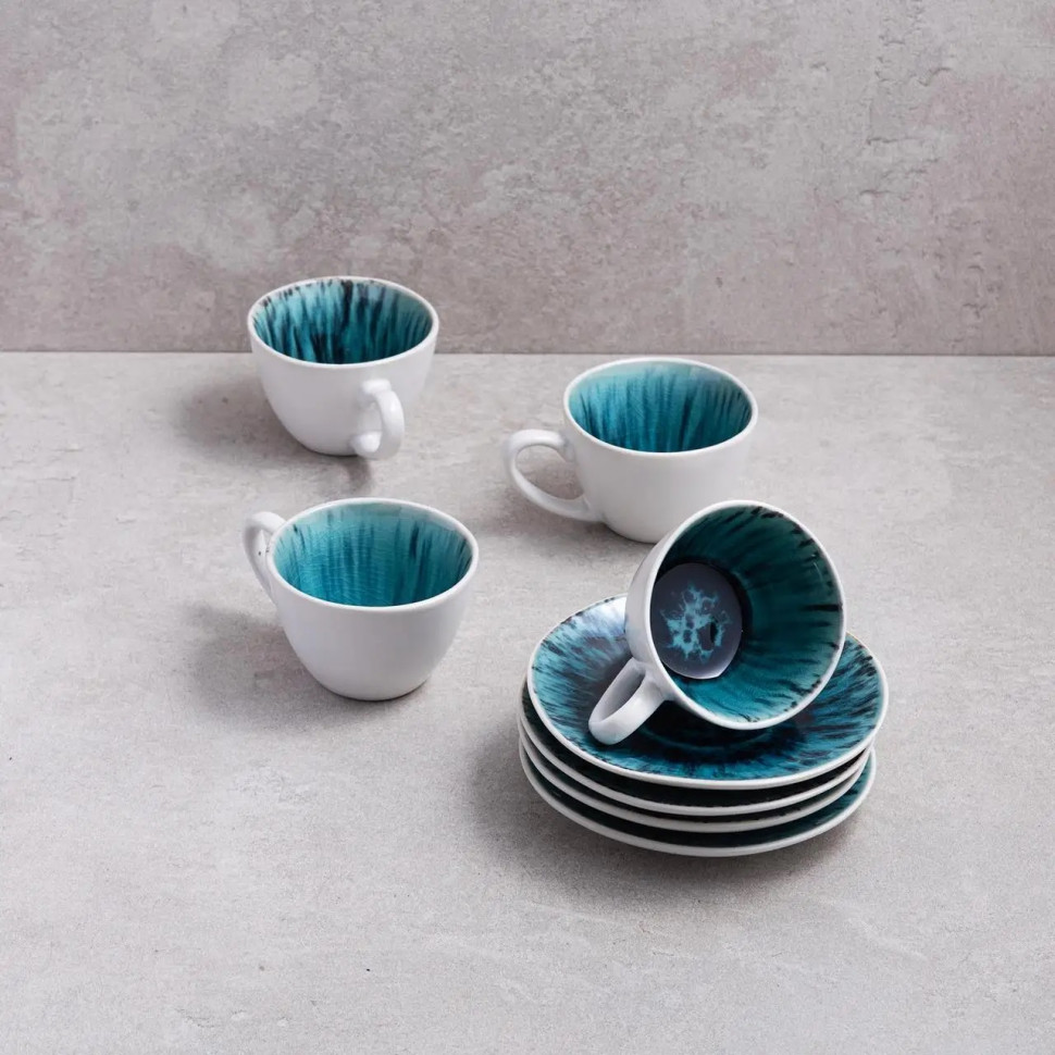 Набір 4 чашки + 4 блюдця Skandia кавовий 100 мл