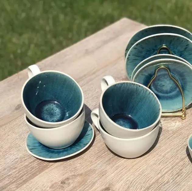 Набір 4 чашки + 4 блюдця Skandia кавовий 100 мл