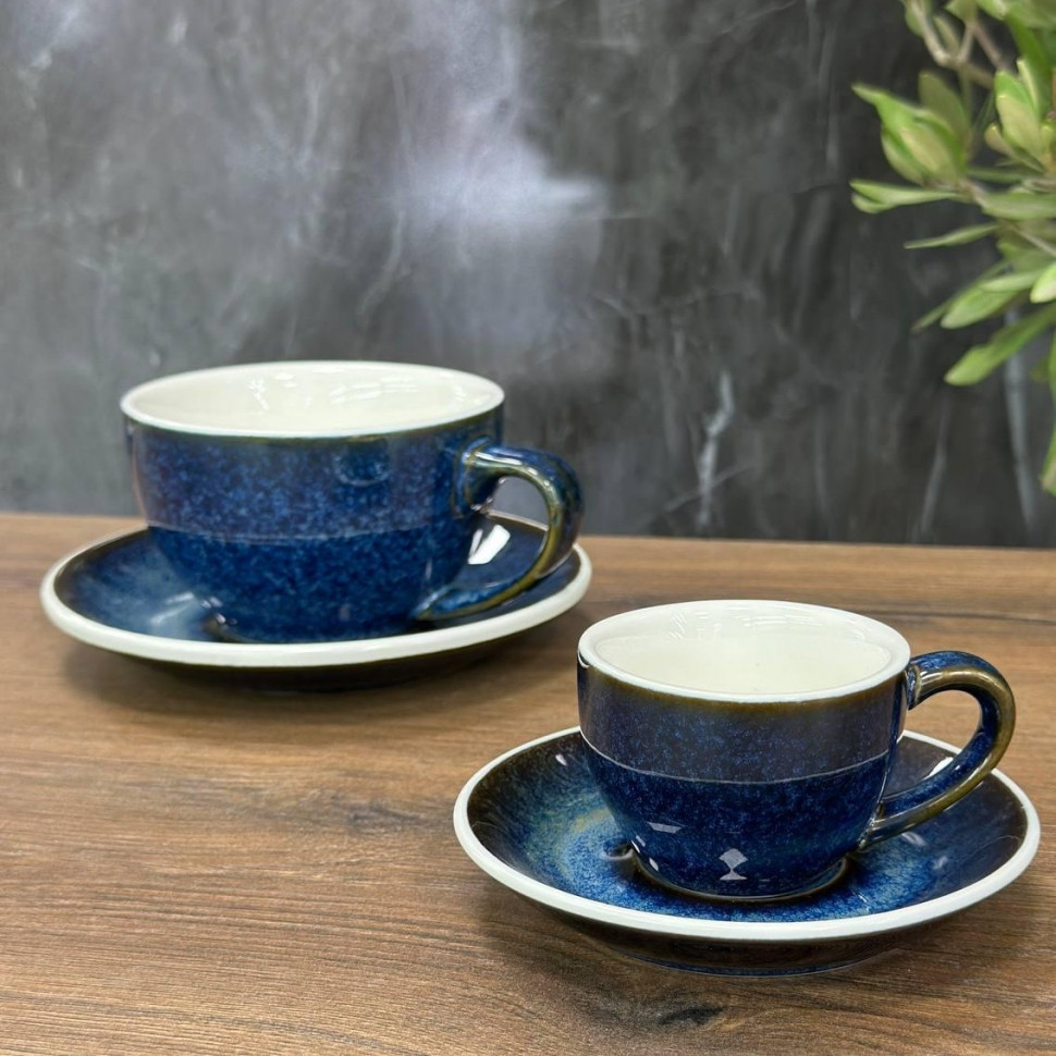 Набор чашек с блюдцами Dark Blue Sun 6 шт 