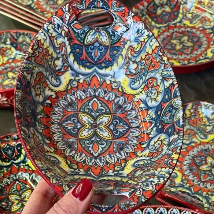 Салатник с ручками Painted red 500 мл