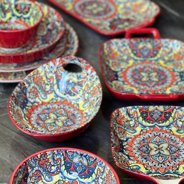 Салатник с ручками Painted red 500 мл