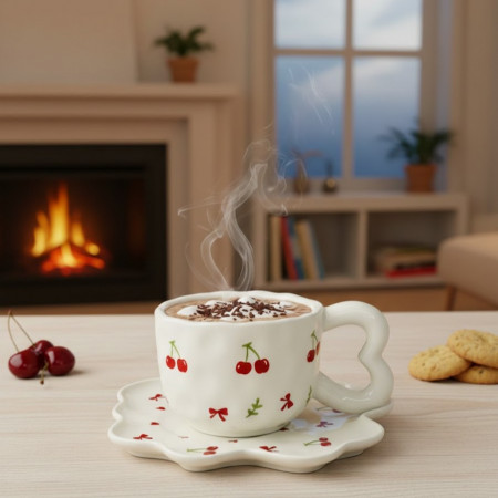 Чашка с блюдцем Cherrie love