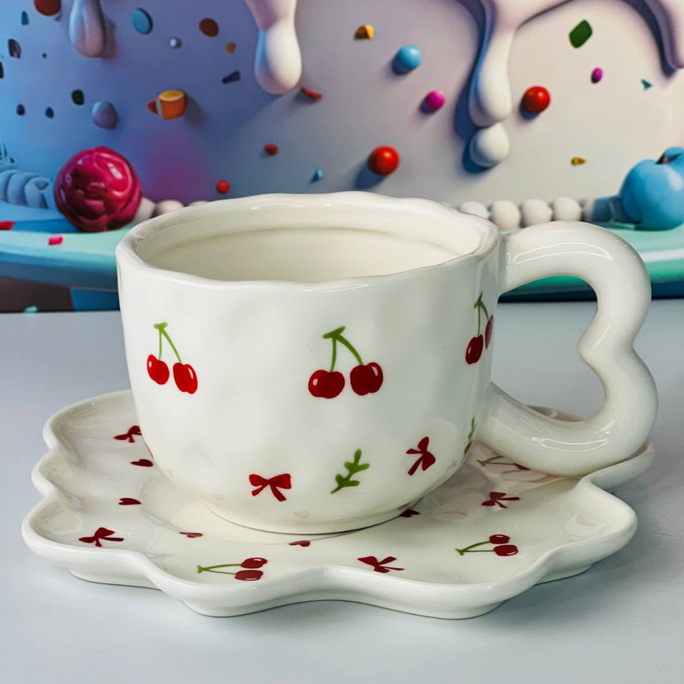 Чашка с блюдцем Cherrie love