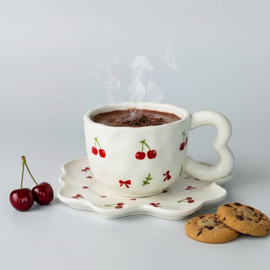 Чашка с блюдцем Cherrie love