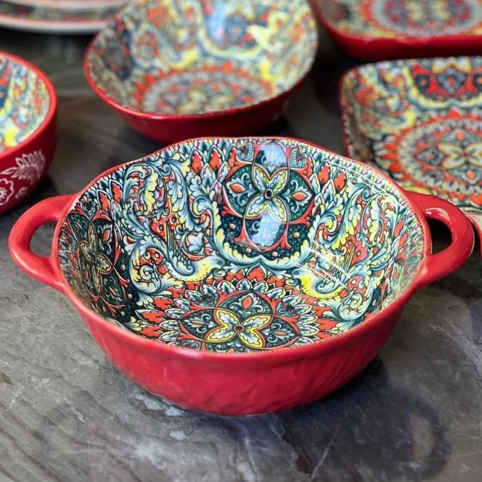 Салатник с ручками Painted red 1100 мл