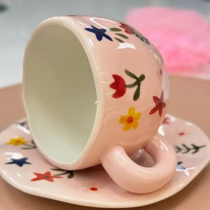 Чашка с блюдцем Pink Flowers 300 мл 