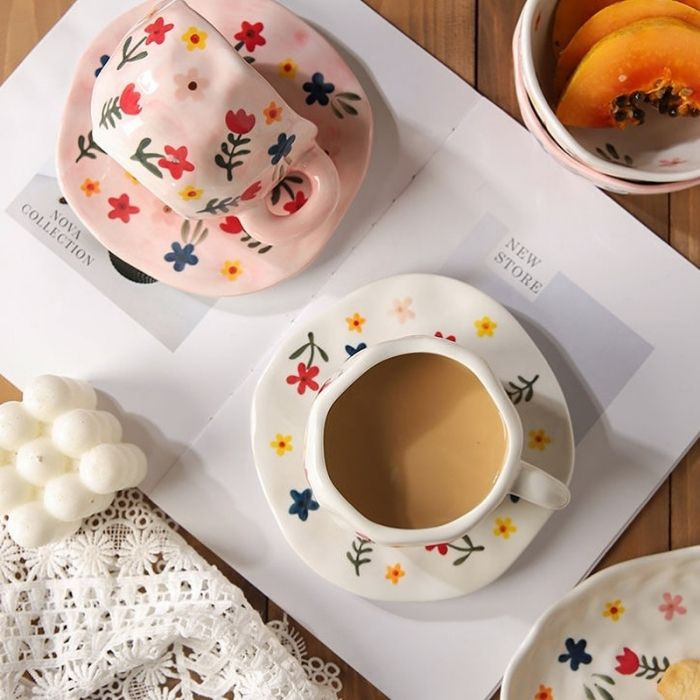 Чашка с блюдцем Pink Flowers 300 мл 