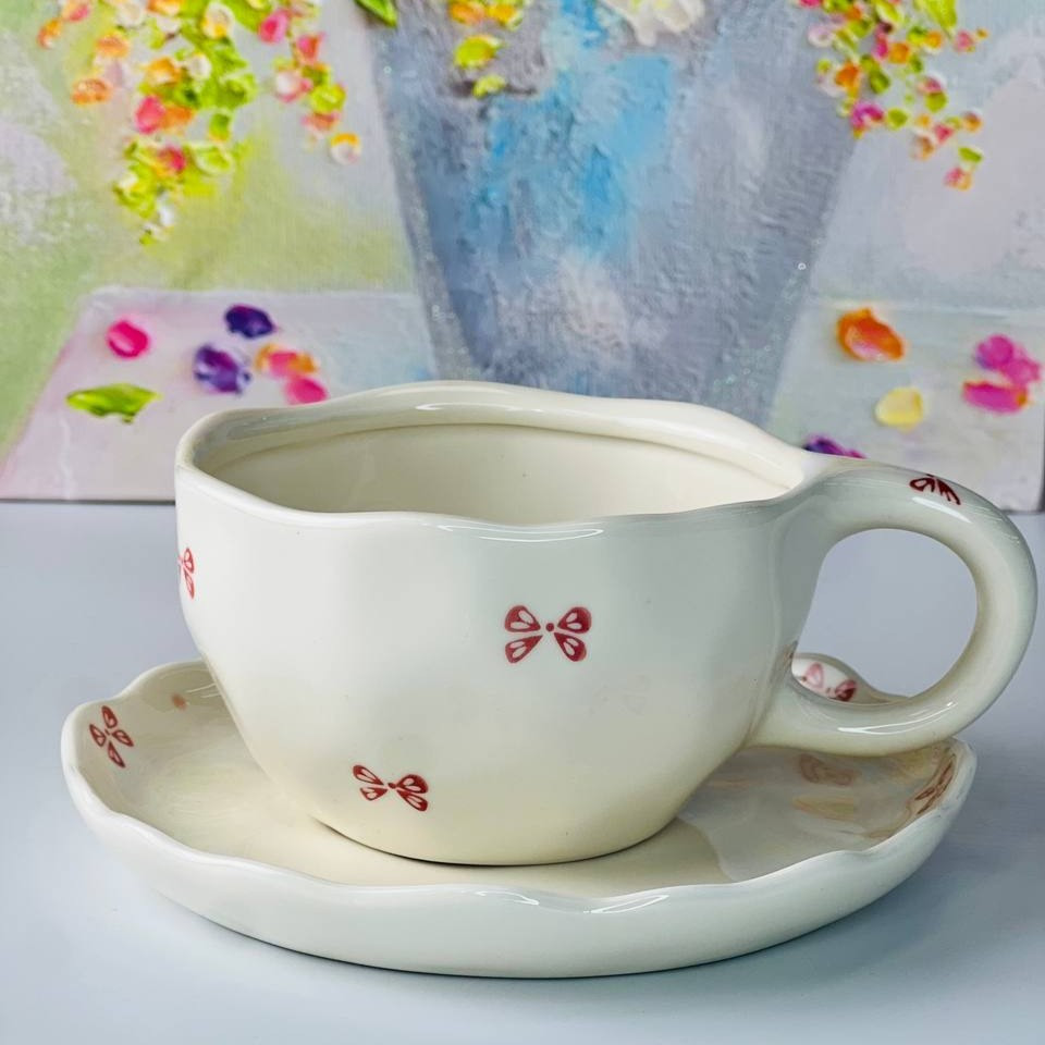 Чашка с блюдцем Pink bow