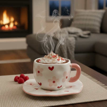 Чашка с блюдцем Pink Flower