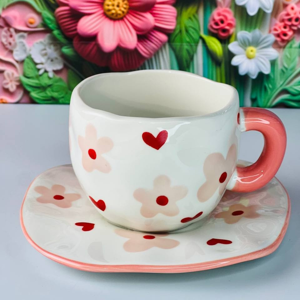 Чашка с блюдцем Pink Flower
