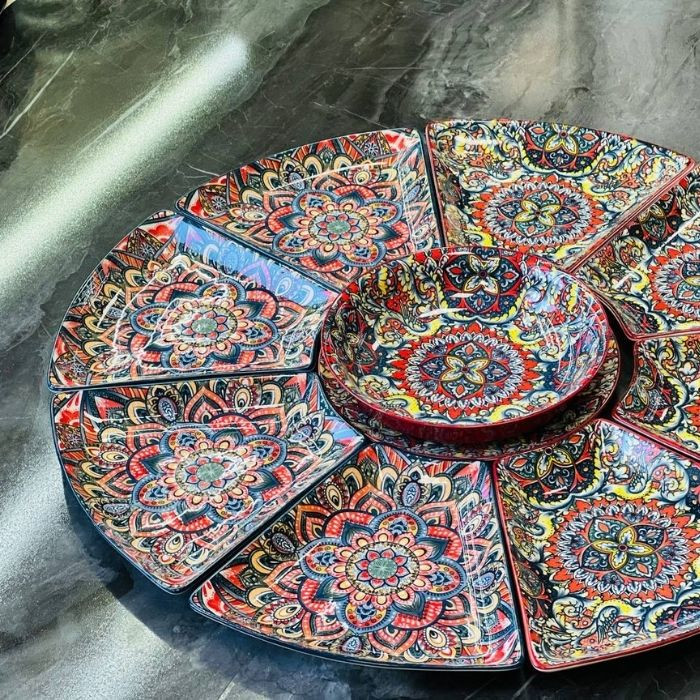 Блюдо-сегмент Painted blue