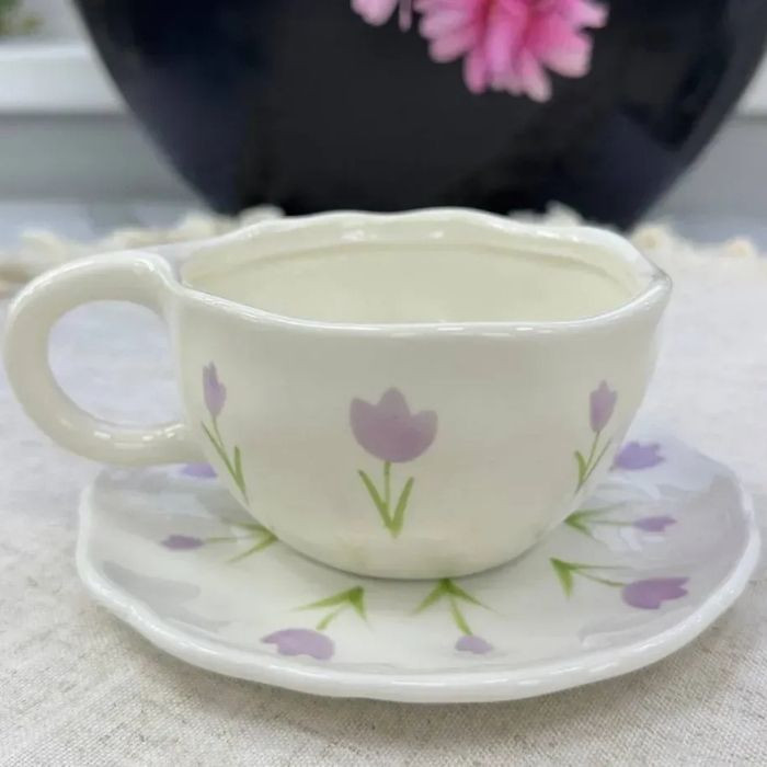 Чашка з блюдцем Delicate tulip 300 мл