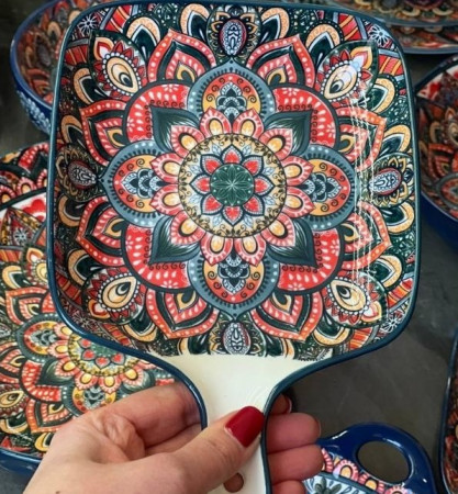 Салатник с ручкой Painted blue