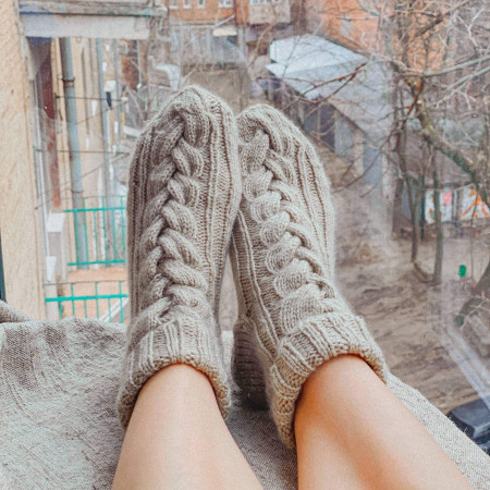 Вязаные носки Kossa (Бежевые) 