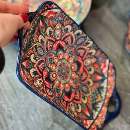 Блюдо с ручками Painted blue