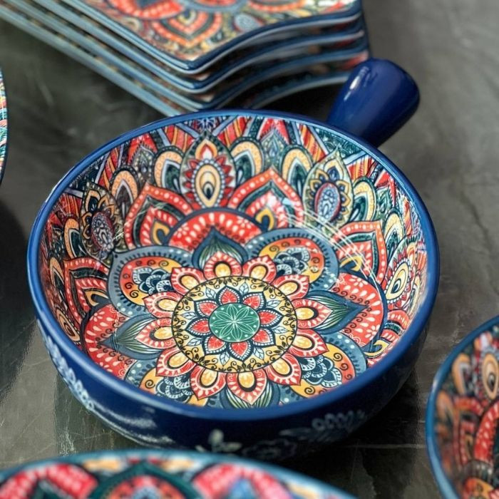 Салатник с ручкой Painted blue 500 мл 