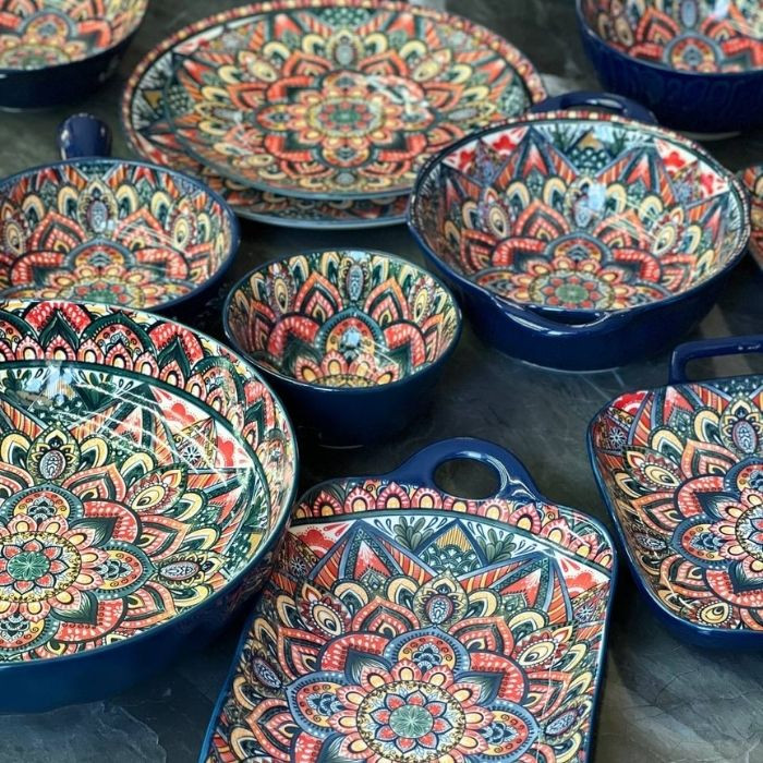 Салатник с ручкой Painted blue 500 мл 