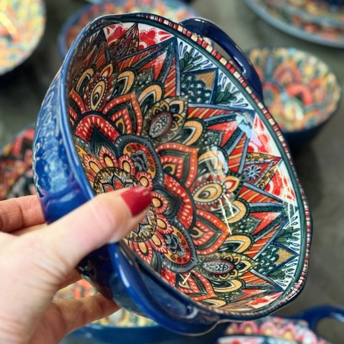 Салатник с ручками Painted blue 1100 мл