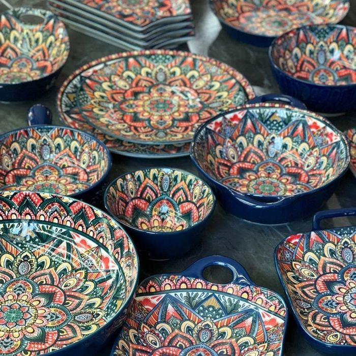 Салатник с ручками Painted blue 1100 мл