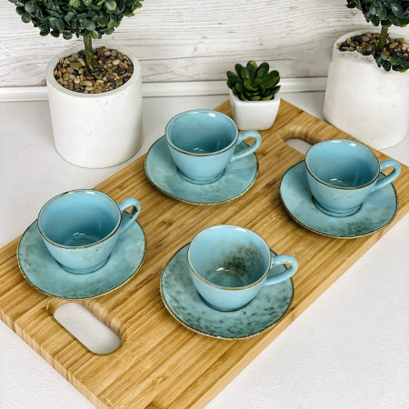 Набір 4 чашки + 4 блюдця Retro кавовий 100 мл