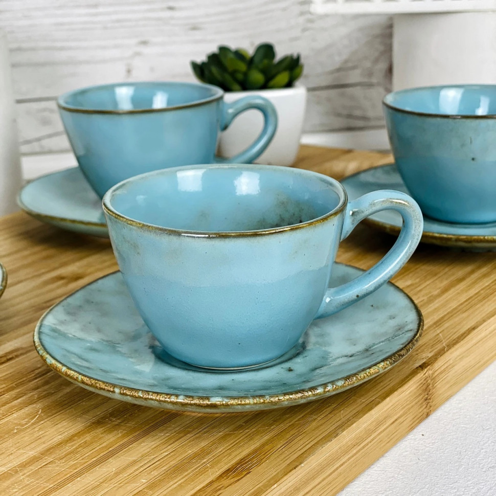 Набір 4 чашки + 4 блюдця Retro кавовий 100 мл