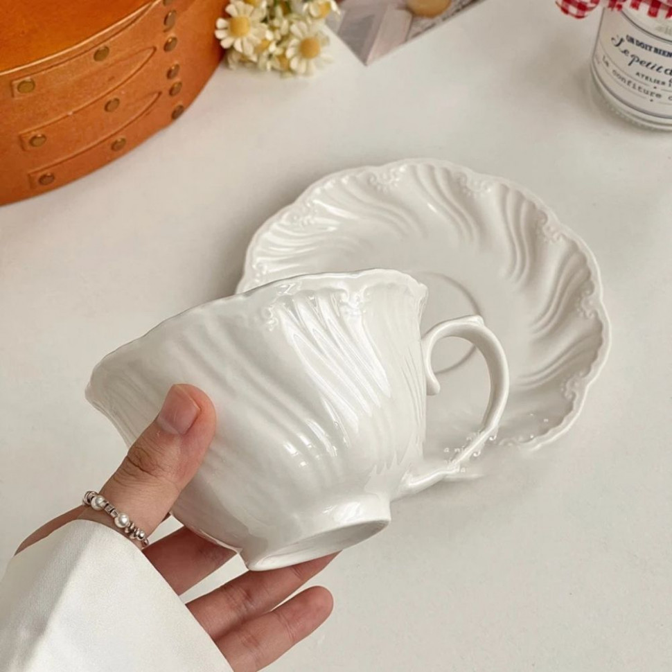 Набір Чашок з блюдцем Classic white