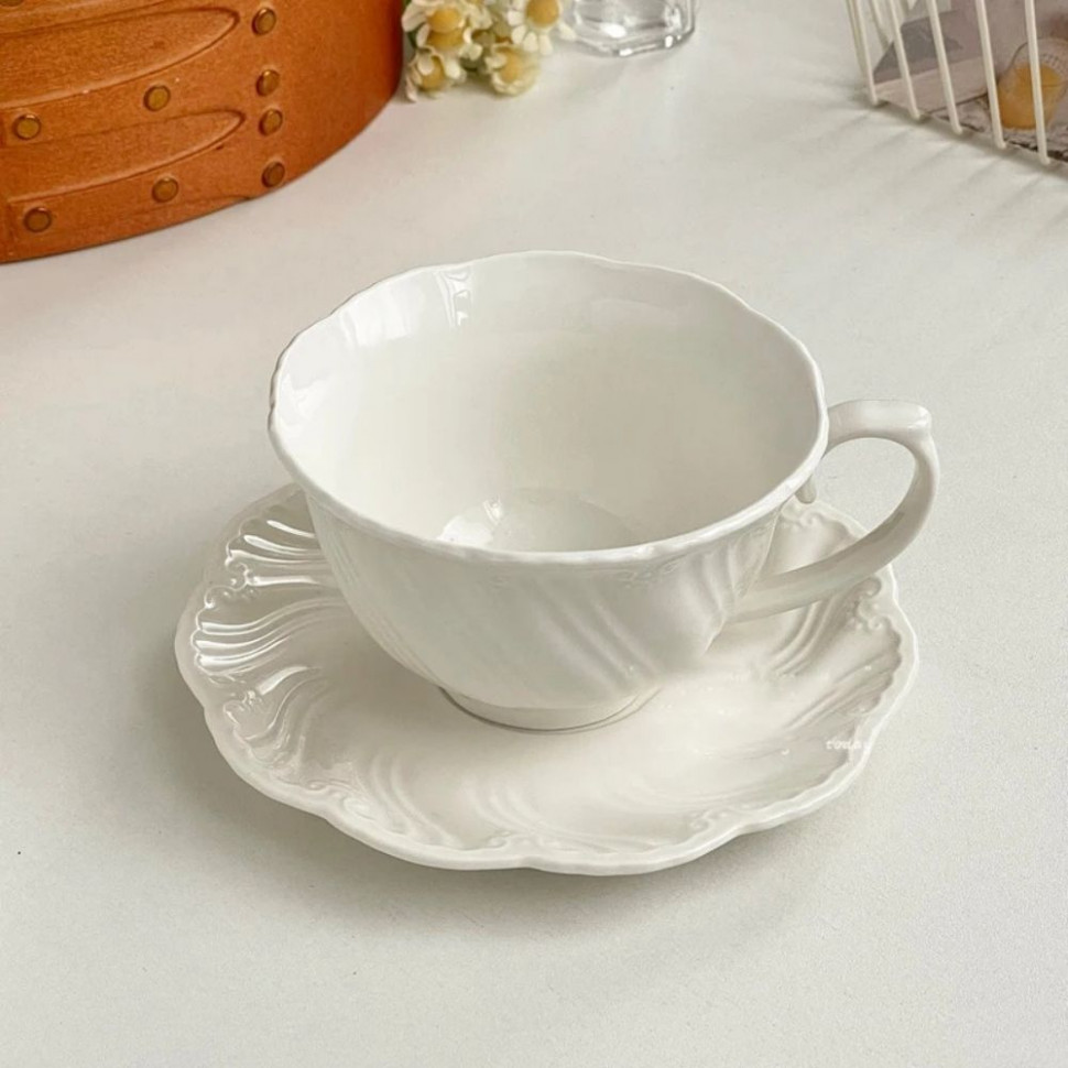 Набір Чашок з блюдцем Classic white