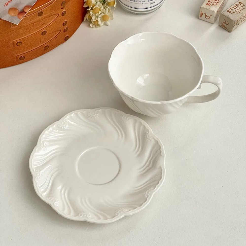 Набір Чашок з блюдцем Classic white