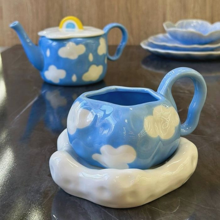 Чашка з блюдцем White cloud 380 мл