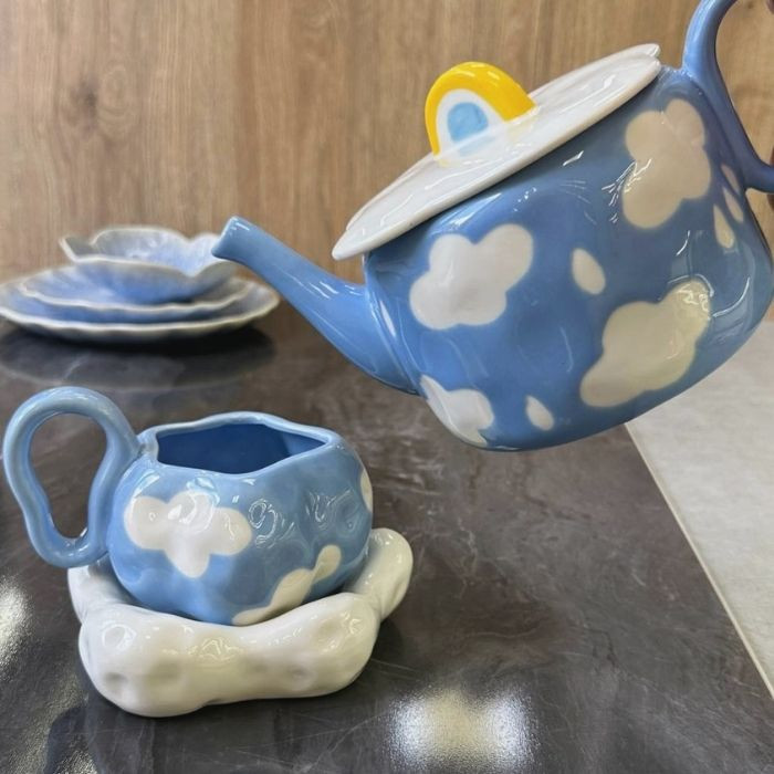 Чашка з блюдцем White cloud 380 мл