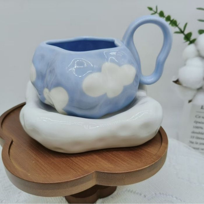 Чашка з блюдцем White cloud 380 мл