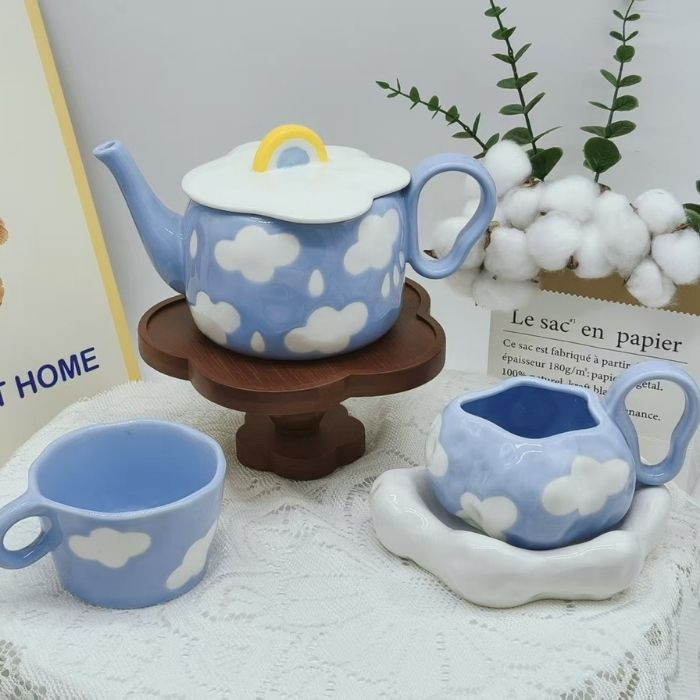 Чашка з блюдцем White cloud 380 мл