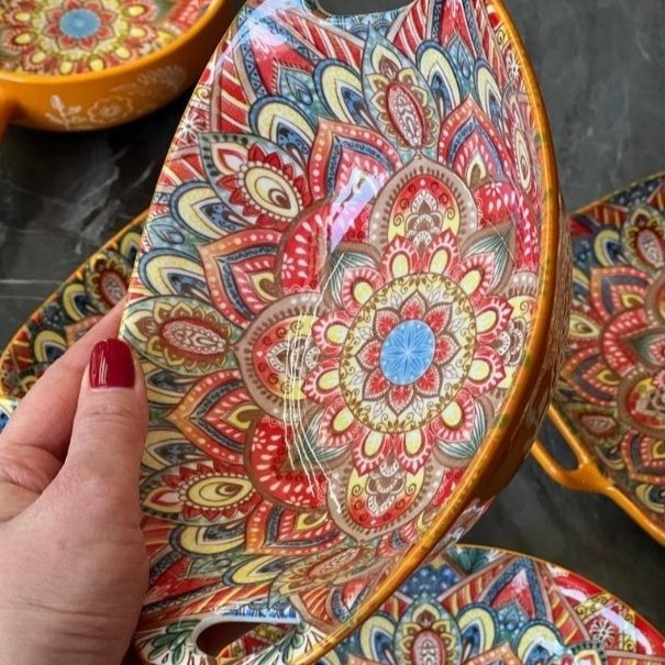 Салатник с ручками Painted yellow 500 мл  