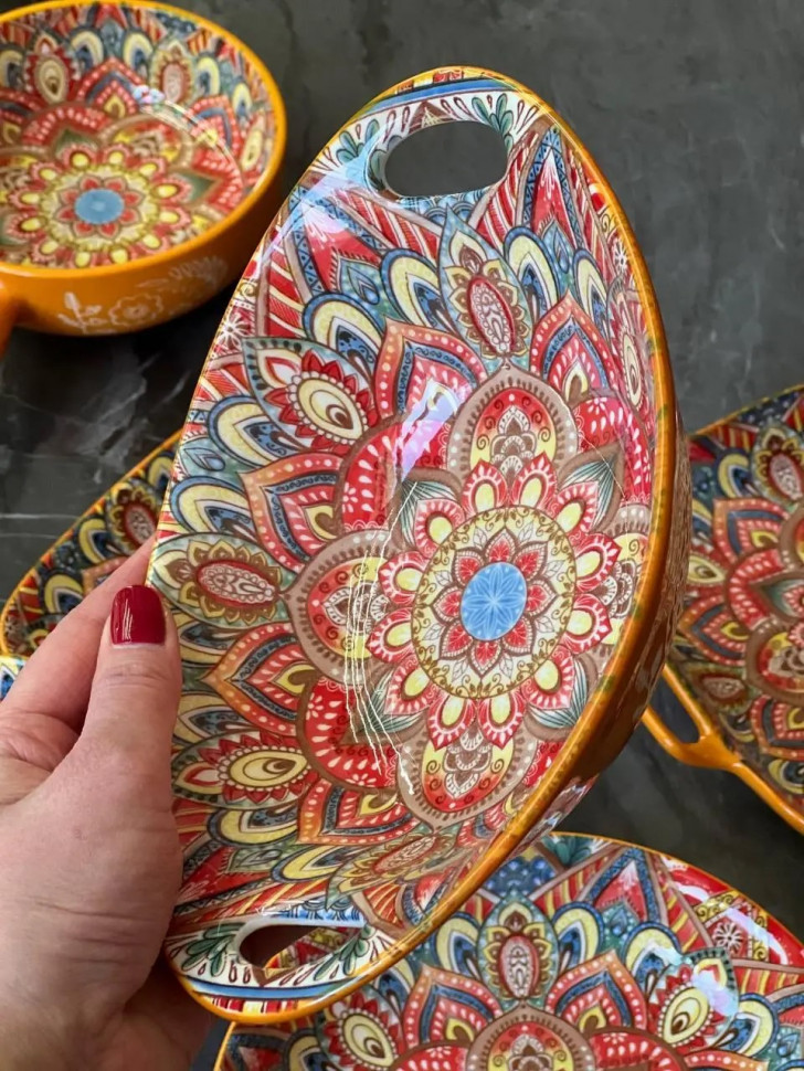 Салатник с ручками Painted yellow 500 мл  