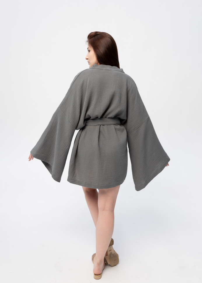 Кімоно Pretty з мусліну коротке сіре