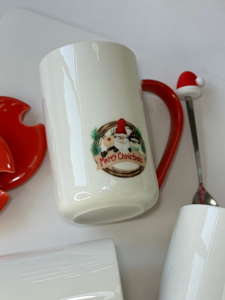 Чашка керамическая c крышкой Merry Christmas
