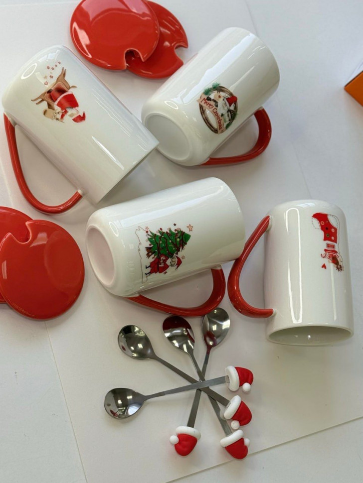 Чашка керамическая c крышкой Merry Christmas