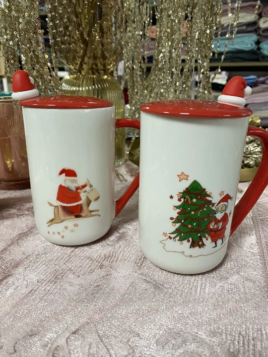 Чашка керамическая c крышкой Merry Christmas