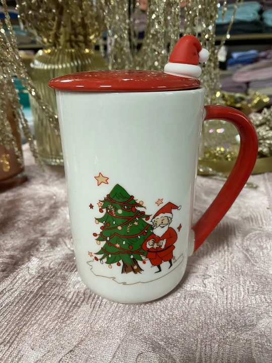 Чашка керамическая c крышкой Merry Christmas