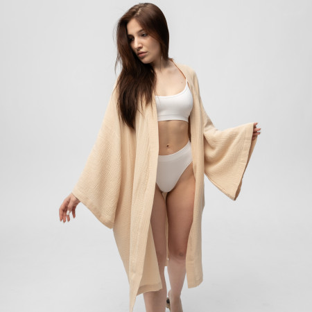 Кімоно Pretty з мусліну довге бежеве